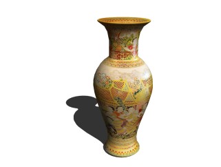 中式陶瓷花瓶草图大师模型，陶瓷花瓶sketchup模型