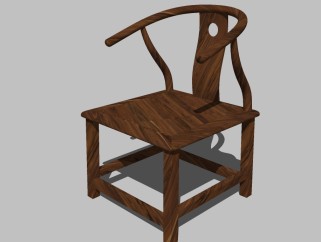 中式实木单椅草图大师模型，单椅sketchup那些