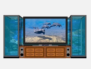 现代鱼缸电视柜草图大师模型，电视柜sketchup模型