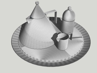现代金属茶壶茶杯草图大师模型，茶壶sketchup模型