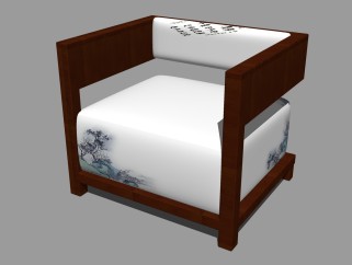 新中式单人沙发草图大师模型，沙发sketchup模型