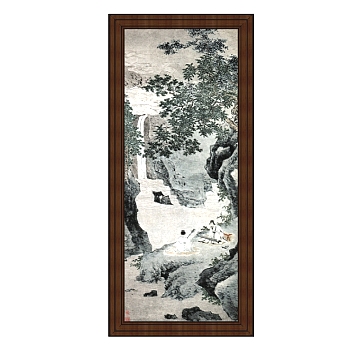 中式山水装饰画草图大师模型，装饰画sketchup模型