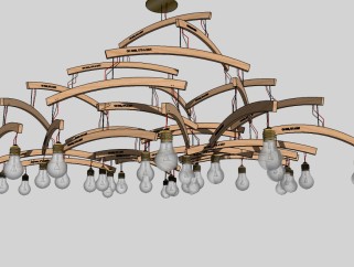 现代木质吊灯草图大师模型，吊灯sketchup模型