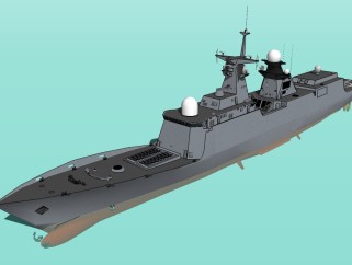 现代护卫舰草图大师模型，护卫舰sketchup模型