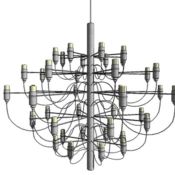 现代金属吊灯草图大师模型，吊灯sketchup模型