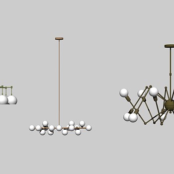 现代金属吊灯草图大师模型，吊灯sketchup模型