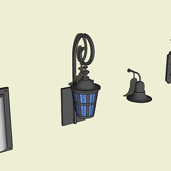 欧式金属壁灯草图大师模型，壁灯sketchup模型