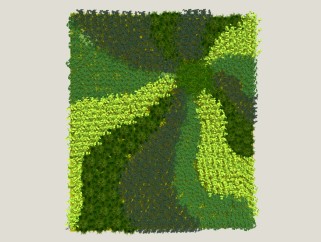 现代绿植背景墙草图大师模型，背景墙sketchup模型