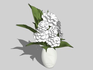 现代花瓶花卉草图大师模型，茉莉花sketchup模型