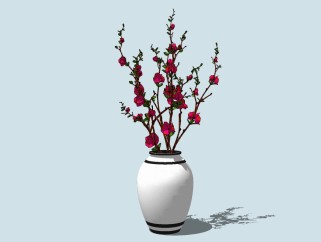 现代花瓶花卉草图大师模型，梅花sketchup模型