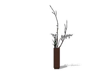 现代花瓶花卉草图大师模型，梅花sketchup模型