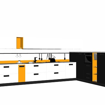 现代厨房柜免费su模型，厨房柜skb文件下载
