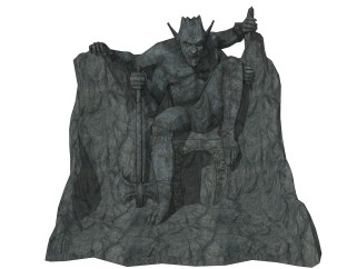 欧式恶魔雕塑su模型,摆件草图大师模型下载