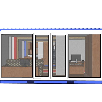 现代集装箱住宅草图大师模型，改造房sketchup模型下载