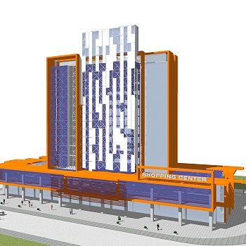 现代造型商场草图大师模型，商业综合体sketchup模型免费下载