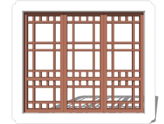 中式窗草图大师模型,中式窗SU模型下载