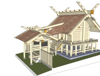 中式古建筑免费su模型下载、古建筑草图大师模型下载
