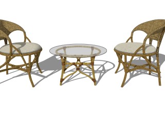 现代休闲桌椅草图大师模型下载，休闲桌椅sketchup模型