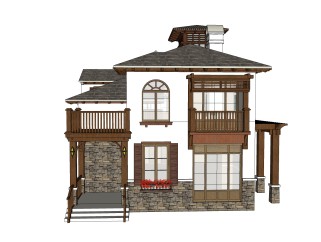 欧式别墅SU模型，别墅SKP模型下载