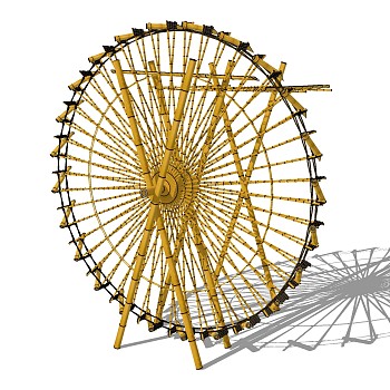 中式水车草图大师模型，水车 sketchup模型下载
