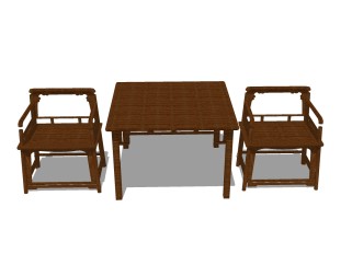 中式精品桌椅组合草图大师模型，单椅sketchup模型下载