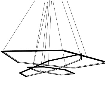 极简线条吊灯草图大师模型，个性几何吊灯效果图su模型下载
