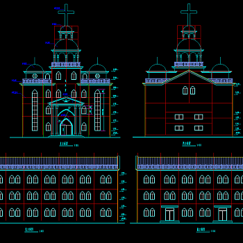 三层教堂施工图，教堂CAD建筑图纸下载