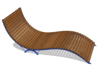 现代躺椅草图大师模型，竹椅子su模型下载