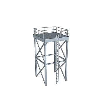 现代工地钢架平台草图大师模型，钢架平台su模型下载