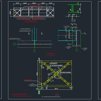 全套钢结构详图CAD素材，钢结构CAD节点大样图纸下载