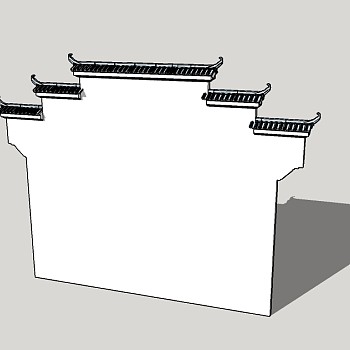徽派马头墙skp文件下载，马头墙草图大师模型下载
