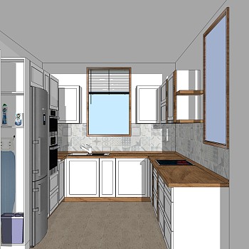 现代厨房柜免费su模型，厨房柜草图大师模型