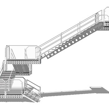 现代钢结构楼梯草图大师模型，钢结构楼梯sketchup模型免费下载