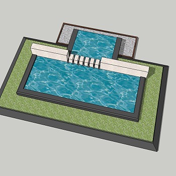 现代入口水景草图大师模型，入口水景sketchup模型下载