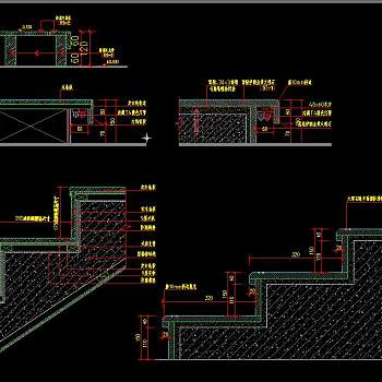 地台踏步CAD施工图剖面图节点大样，地台CAD施工图纸下载