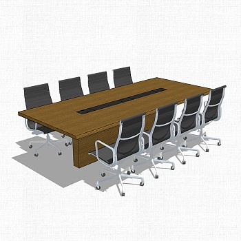 会议台草图大师模型，会议台skp模型，会议台su素材下载