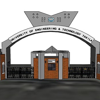 欧式小区入户门sketchup模型下载，小区入口草图大师模型