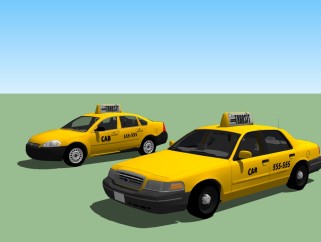 现代出租车草图大师模型，出租车sketchup模型