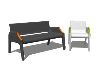 现代户外公用椅草图大师模型，户外公用椅sketchup模型下载