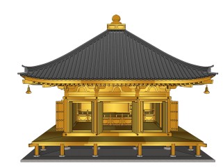 中式古建古庙免费su模型下载、古庙草图大师模型下载
