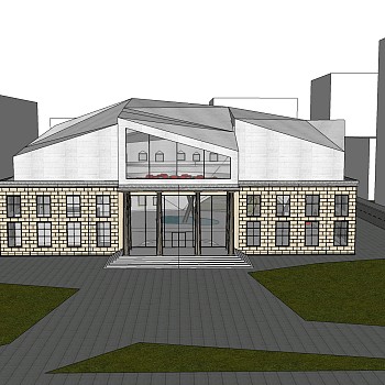 新中式休闲建筑会所模型，sketchup模型免费下载