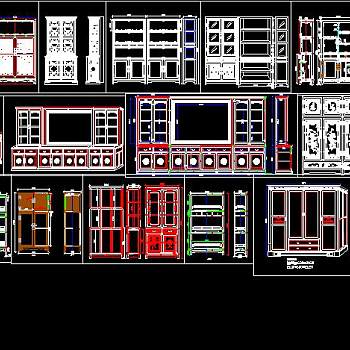 中式柜CAD图库，中式柜CAD施工图纸下载