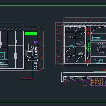 原创衣柜的结构标准全套的CAD图库，衣柜CAD建筑图纸下载