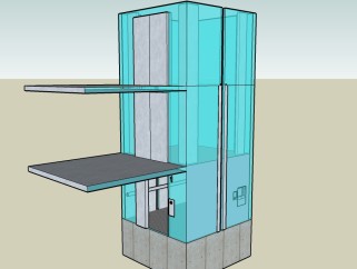 现代观光电梯su模型下载、观光电梯草图大师模型下载
