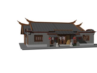 中式庭院草图大师模型，庭院sketchup模型
