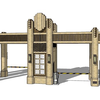 欧式入口大门草图大师模型下载，入口大门sketchup模型