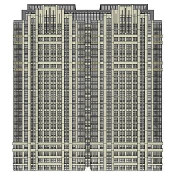 欧式高层住宅楼外观sketchup模型下载，住宅楼草图大师模型