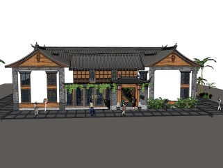 中式餐厅草图大师模型，SU模型免费下载
