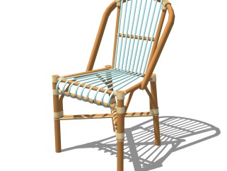现代竹制户外椅草图大师模型，户外椅su模型下载