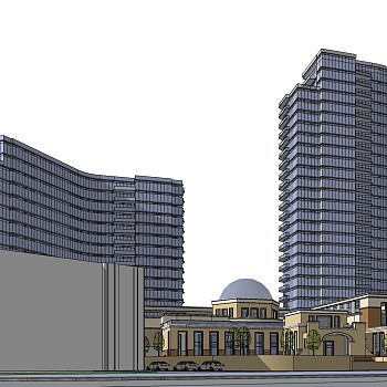 现代高层办公楼草图大师模型，高层办公楼sketchup模型免费下载